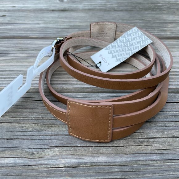 LODIS Belt Leather Brown 3 strand Women Waistband - Picture 3 of 10